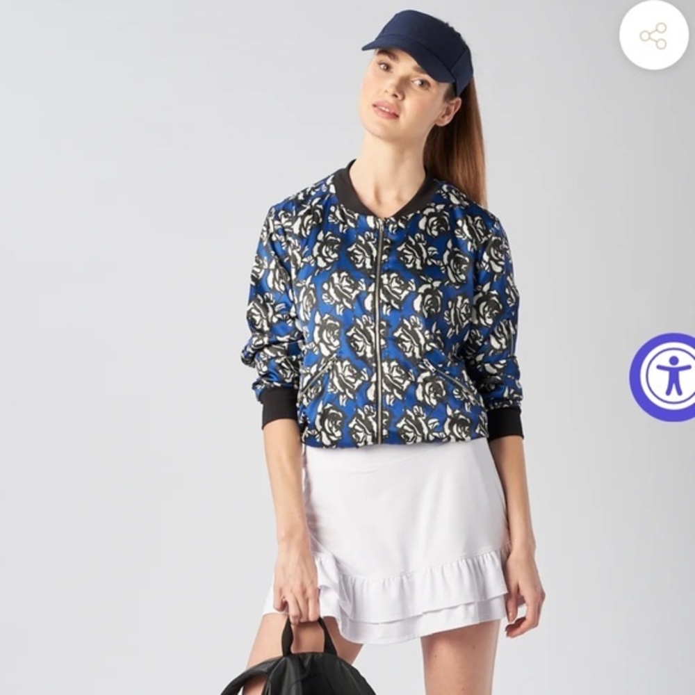 GOTTEX STUDIO SATIN BOMBER JACKET IN BLUE FLOWER